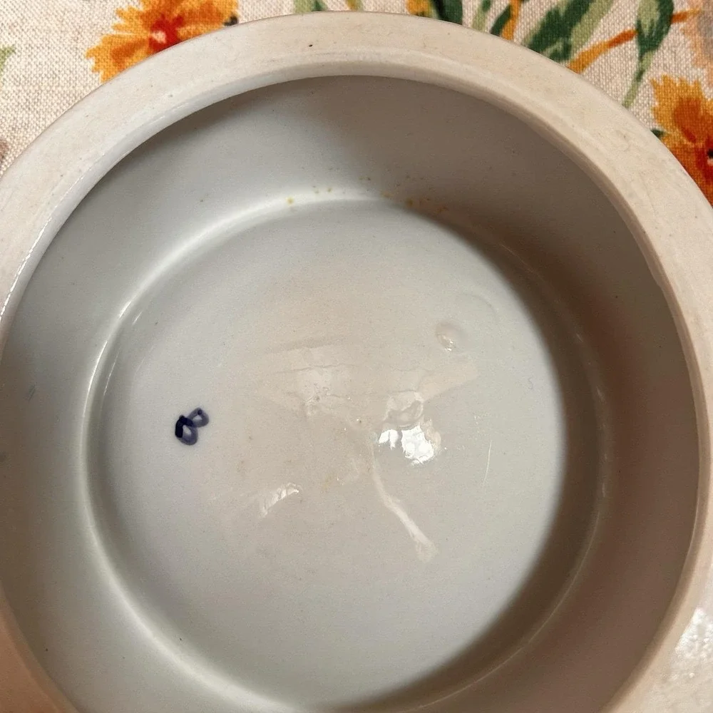 VTG Blue/White Chinoiserie Ceramic Cat Small Dog Pet Food Bowl Dish Grandma Chic
